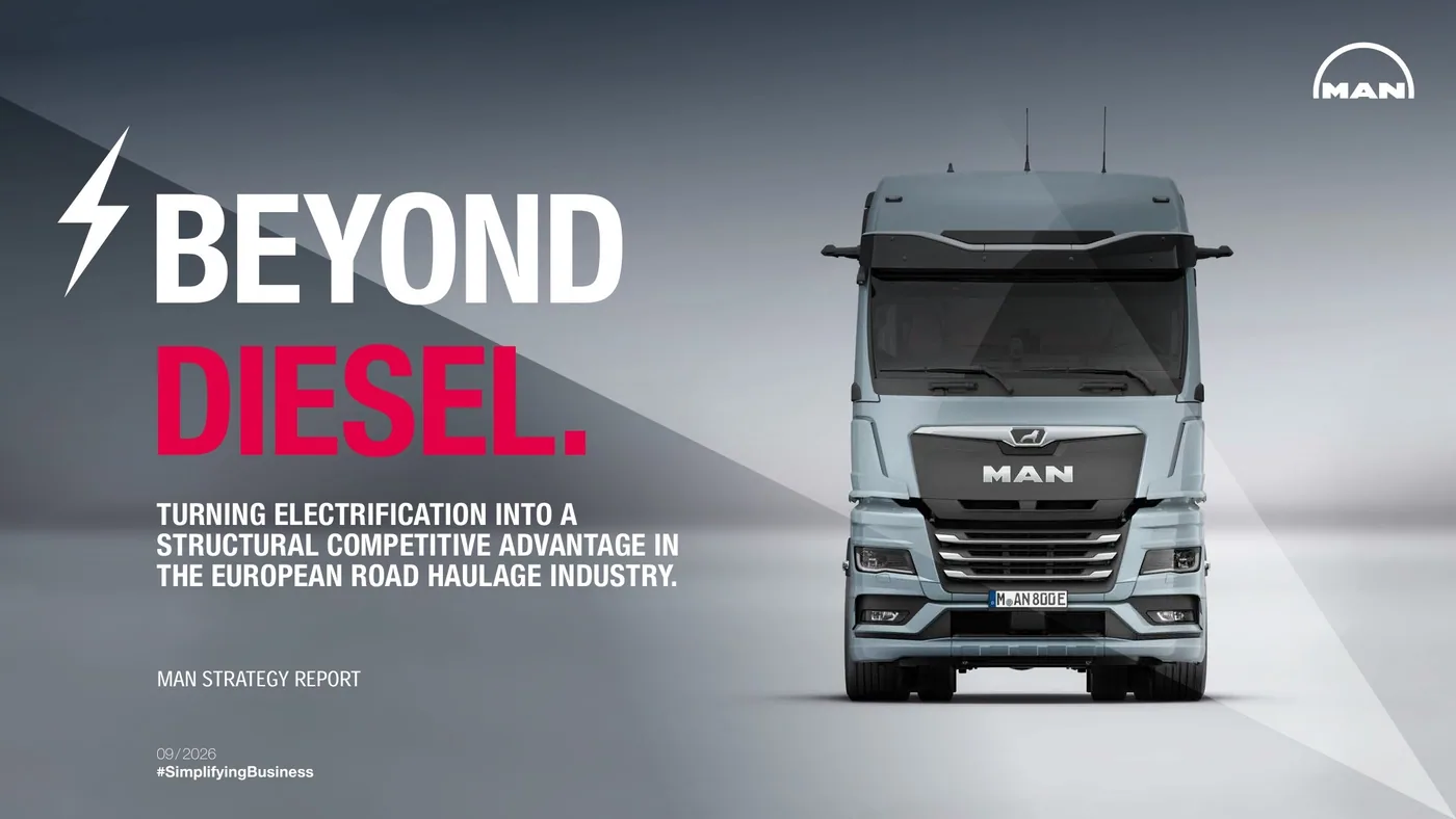 Portada Beyond Diesel de MAN con un camión eléctrico