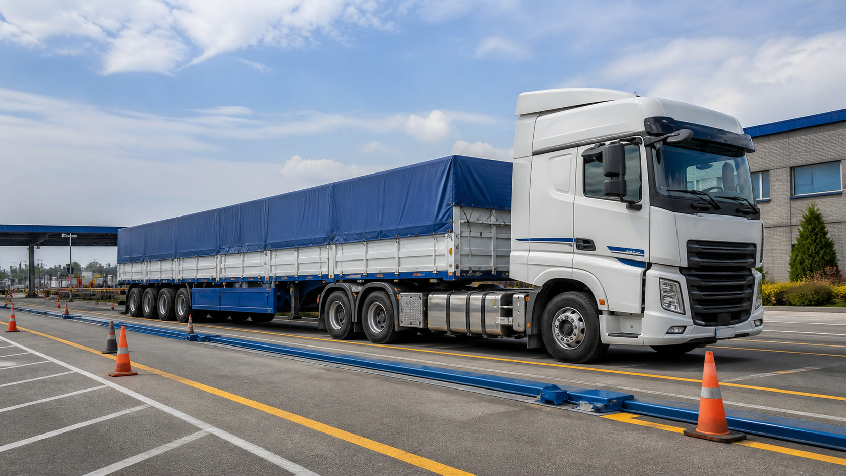 Camion largo en zona de medicion logistica